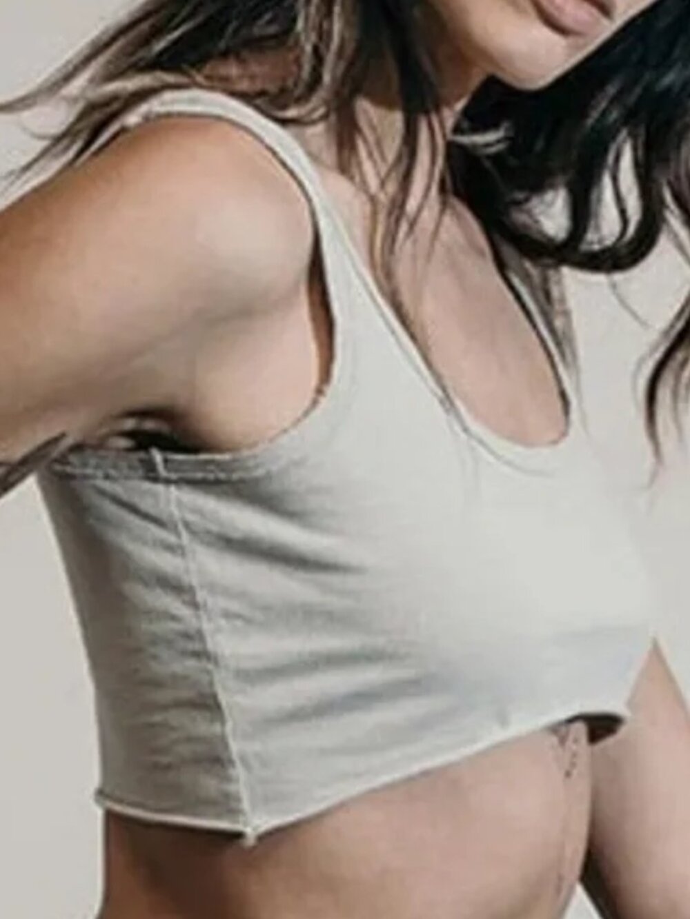 joah brown cut off super cropped roll hem tank top sandstone size M/L